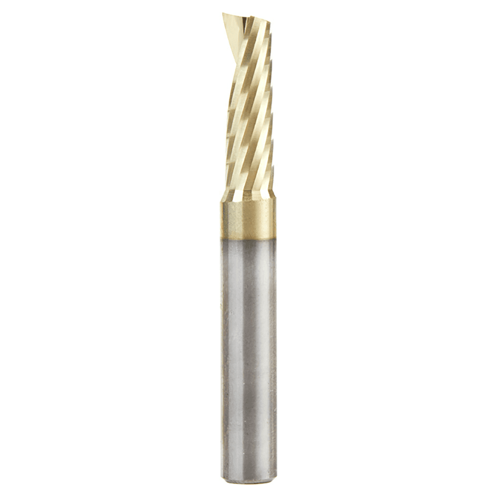 1/4" x 2" x 3/4" ZrN Coated Up-Cut 'O' Aluminum Cutting CNC Spiral Router Bit, 1-Flute, 1/4" Shank - Main Image