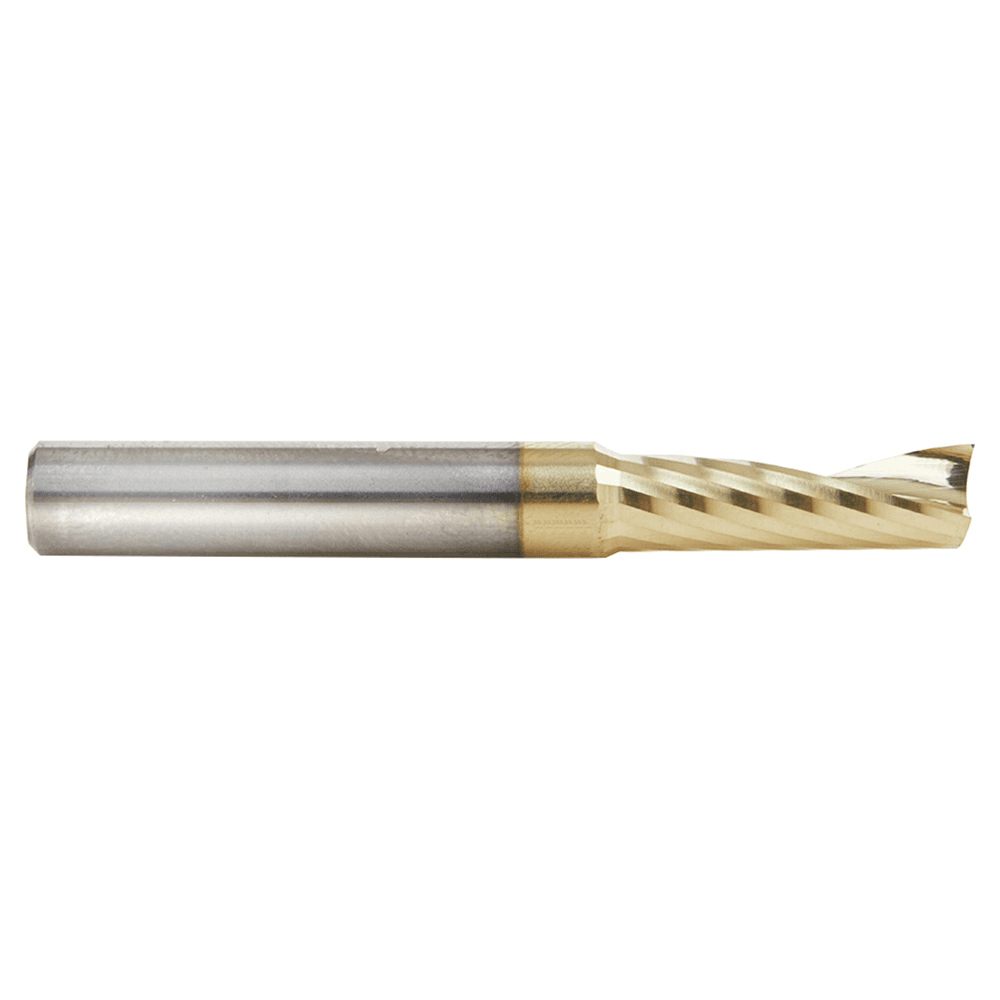 1/4" x 2" x 3/4" ZrN Coated Up-Cut 'O' Aluminum Cutting CNC Spiral Router Bit, 1-Flute, 1/4" Shank - Alt Image 1