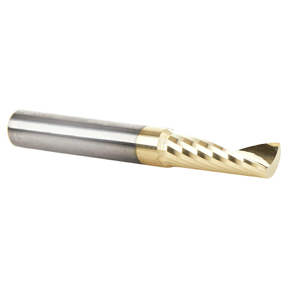 1/4" x 2" x 3/4" ZrN Coated Up-Cut 'O' Aluminum Cutting CNC Spiral Router Bit, 1-Flute, 1/4" Shank - Alt Image 2
