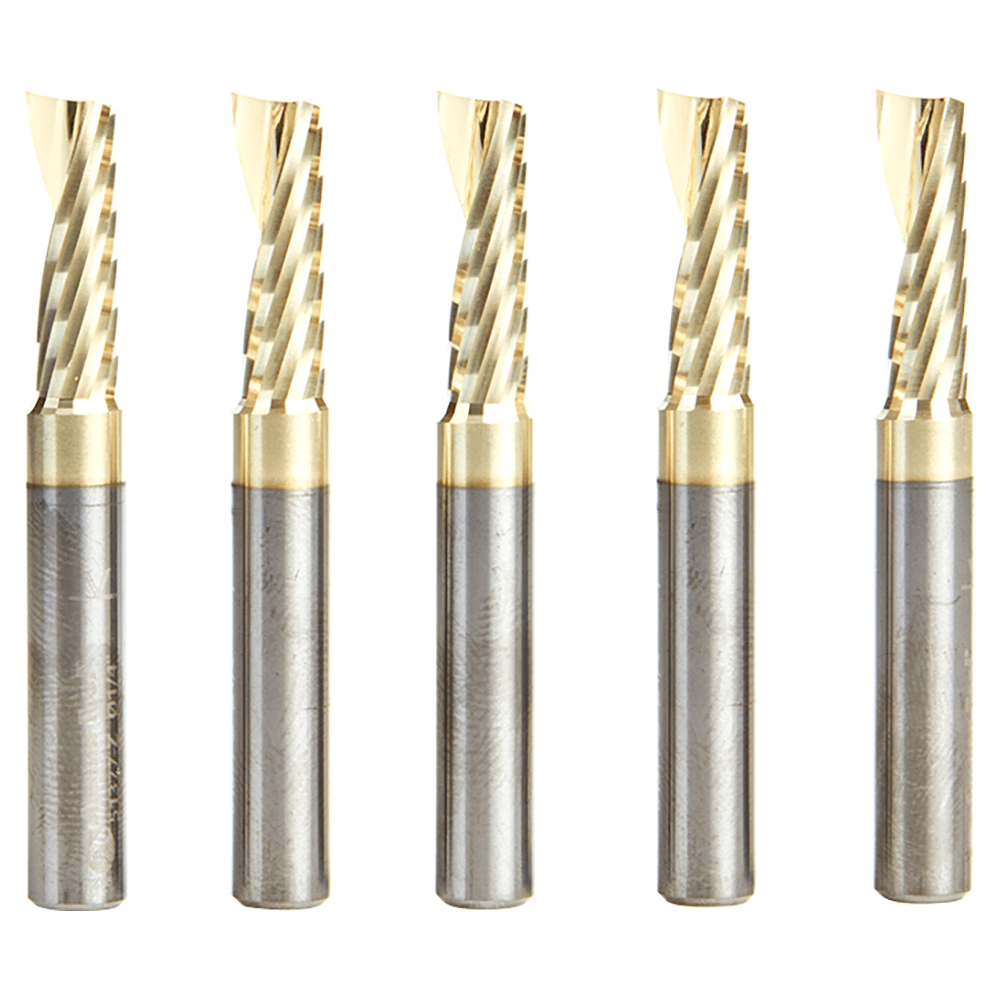 1/4" x 2" x 3/4" Up-Cut 'O' Aluminum Cutting CNC Spiral Router Bit, 1-Flute, 1/4" shank (5/Pack) Alt 1 - Image