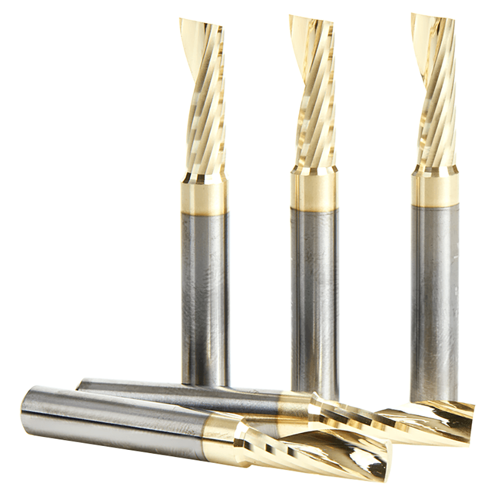 1/4" x 2" x 3/4" Up-Cut 'O' Aluminum Cutting CNC Spiral Router Bit, 1-Flute, 1/4" shank (5/Pack) Alt 2 - Image