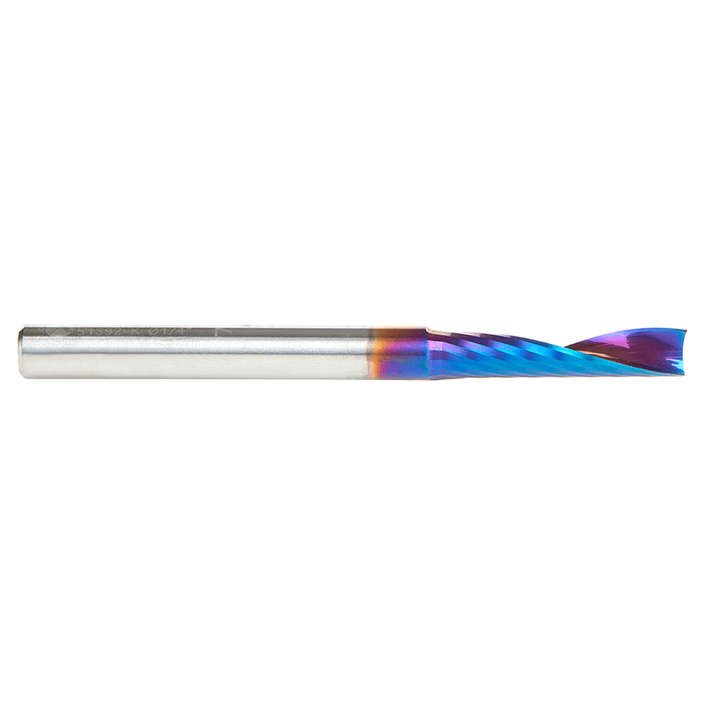 1/4" x 1-1/8" Spektra Extreme Tool Life Coated Up-Cut 'O' Plastic Cutting CNC Spiral Router Bit, 1-Flute, 1/4" Shank Alt 2 - Image