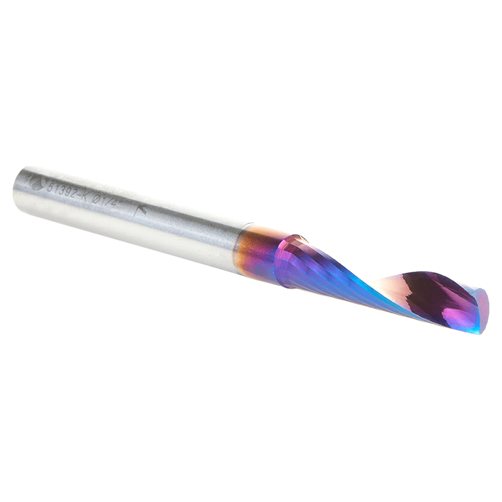 1/4" x 1-1/8" Spektra Extreme Tool Life Coated Up-Cut 'O' Plastic Cutting CNC Spiral Router Bit, 1-Flute, 1/4" Shank Alt 3 - Image