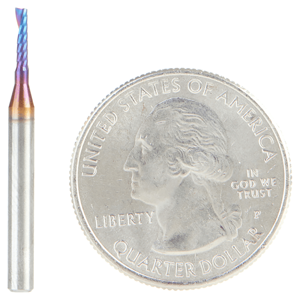 1.6mm x 6mm Spektra Extreme Tool Life Coated Up-Cut 'O' Plastic Cutting CNC Spiral Router Bit, 1-Flute, 3mm Shank Alt 1 - Image