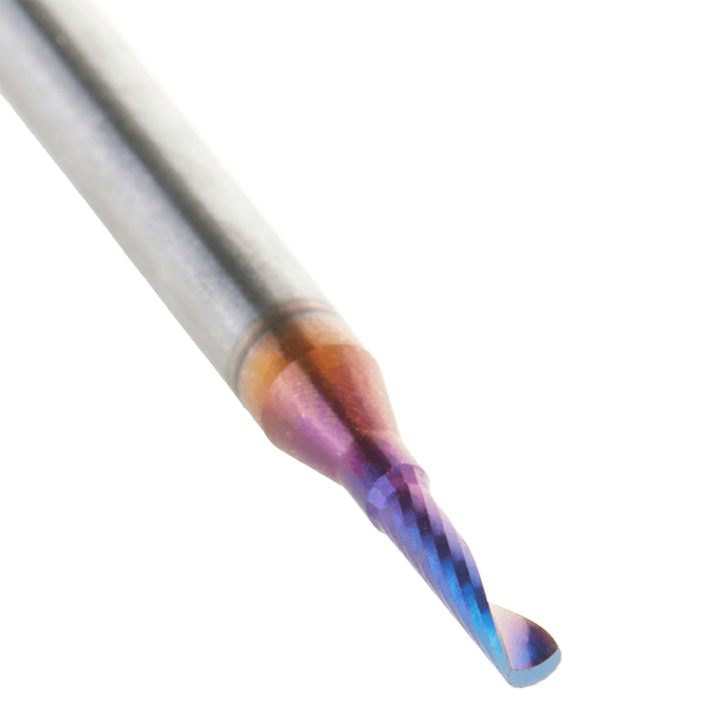 1.6mm x 6mm Spektra Extreme Tool Life Coated Up-Cut 'O' Plastic Cutting CNC Spiral Router Bit, 1-Flute, 3mm Shank Alt 4 - Image
