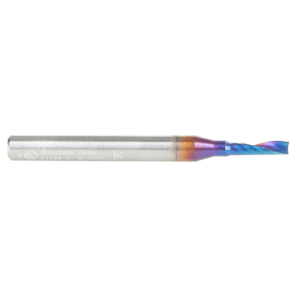 1.8mm x 6mm Spektra Extreme Tool Life Coated Up-Cut 'O' Plastic Cutting CNC Spiral Router Bit, 1-Flute, 3mm Shank Alt 2 - Image