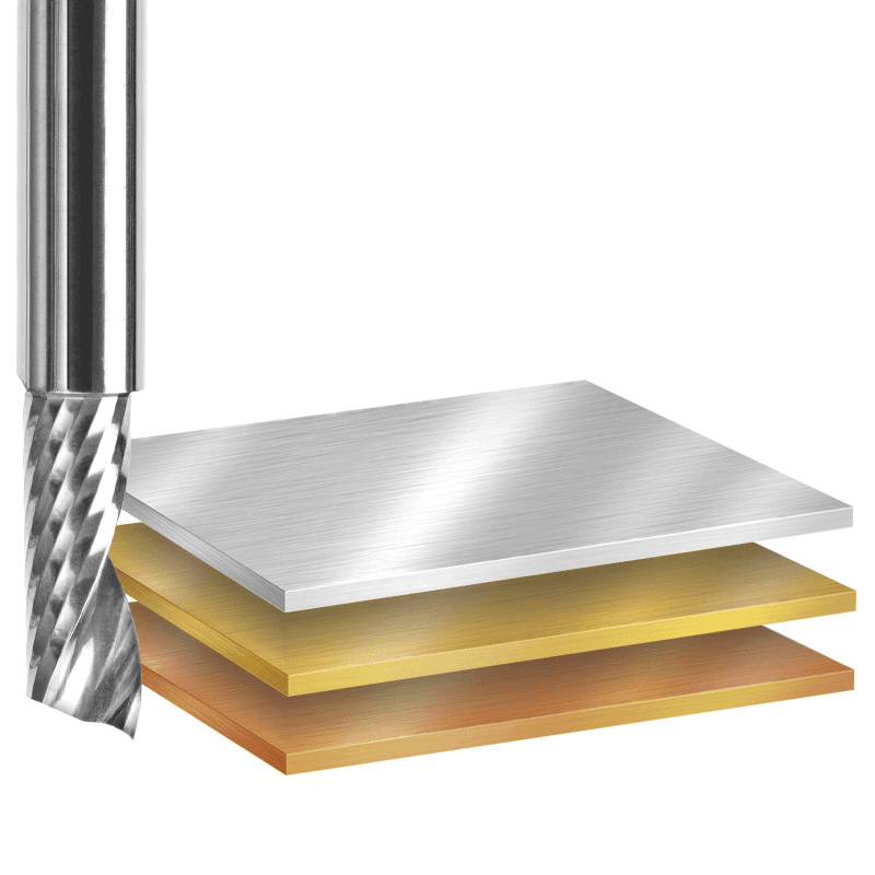 1/4" Dia x 5/8" Solid Carbide CNC Spiral 'O' Single Flute, Aluminum Cutting, 1/4" Shank, 2-1/2" Long Up-Cut Router Bit Alt 5 - Image