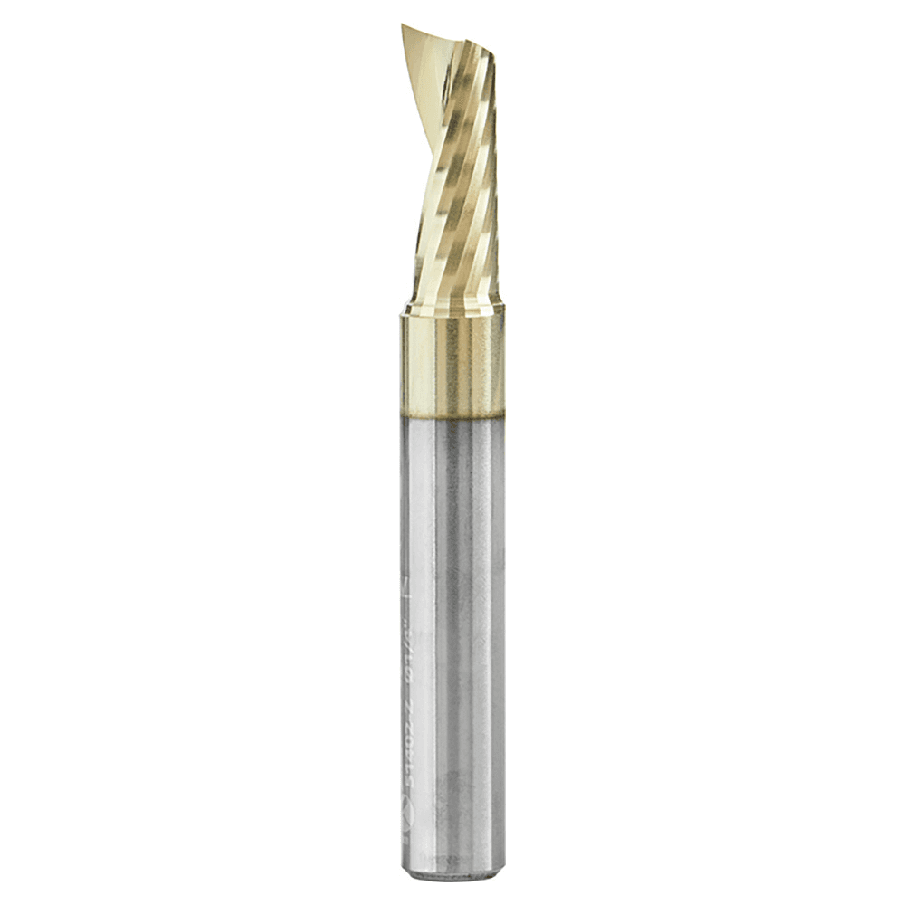 1/4" x 2" x 5/8" ZrN Coated Up-Cut 'O' Aluminum Cutting CNC Spiral Router Bit, 1-Flute, 1/4" Shank - Main Image