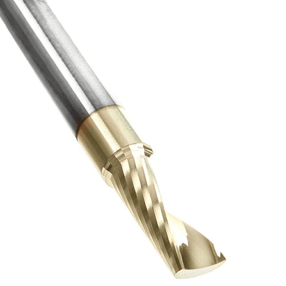 1/4" x 2" x 5/8" ZrN Coated Up-Cut 'O' Aluminum Cutting CNC Spiral Router Bit, 1-Flute, 1/4" Shank - Alt Image 3
