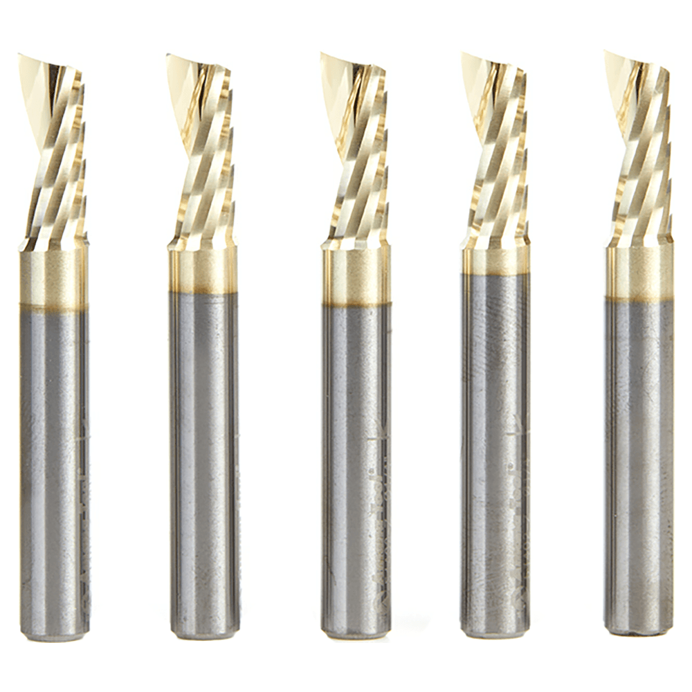 1/4" x 2" x 5/8" Up-Cut 'O' Aluminum Cutting CNC Spiral Router Bit, 1-Flute, 1/4" shank (5/Pack) Alt 1 - Image