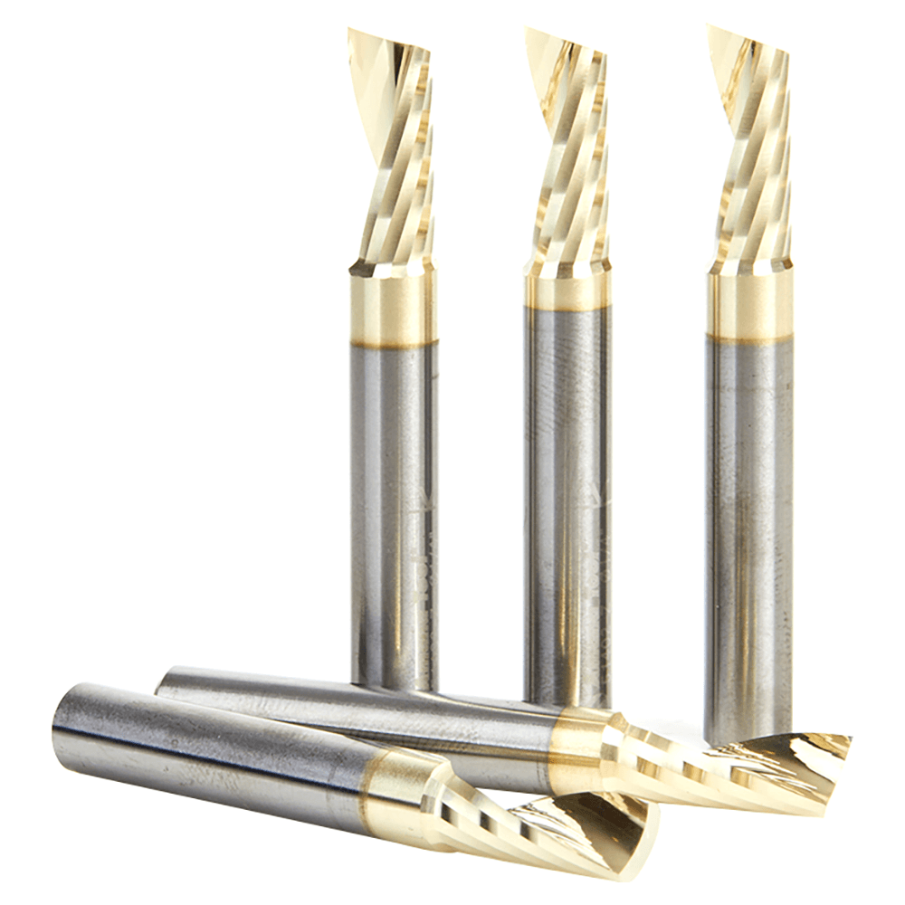 1/4" x 2" x 5/8" Up-Cut 'O' Aluminum Cutting CNC Spiral Router Bit, 1-Flute, 1/4" shank (5/Pack) Alt 2 - Image