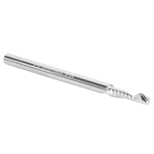1/4" x 3" Up-Cut 'O' Plastic Cutting CNC Spiral Router Bit, 1-Flute, 1/4" Shank - Alt Image 2