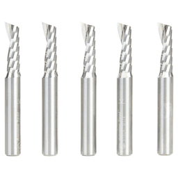 1/4" x 2" x 3/4" Up-Cut 'O' Plastic Cutting CNC Spiral Router Bit, 1-Flute, 1/4" shank (5/Pack) Alt 1 - Image