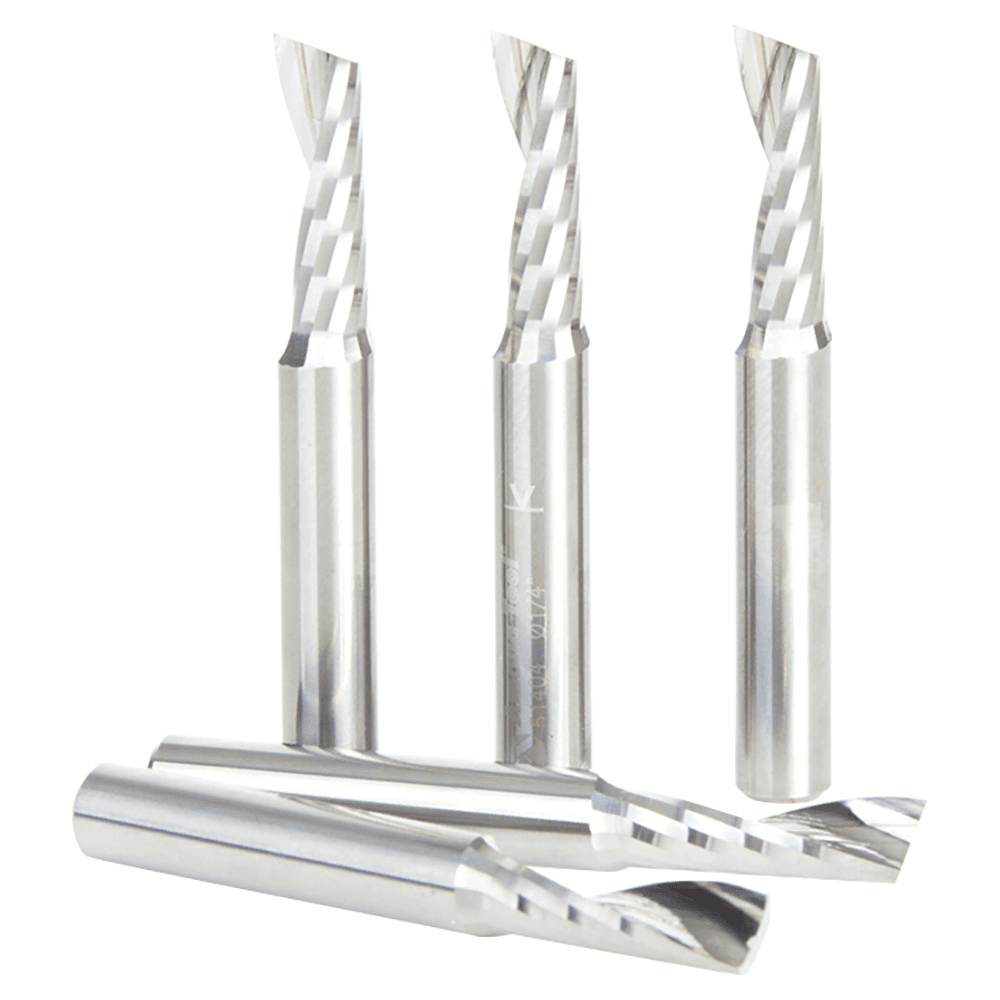 1/4" x 2" x 3/4" Up-Cut 'O' Plastic Cutting CNC Spiral Router Bit, 1-Flute, 1/4" shank (5/Pack) Alt 2 - Image