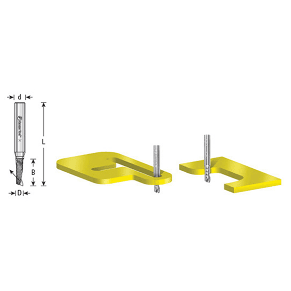1/4" x 2" x 3/4" Up-Cut 'O' Plastic Cutting CNC Spiral Router Bit, 1-Flute, 1/4" shank (5/Pack) Main - Image