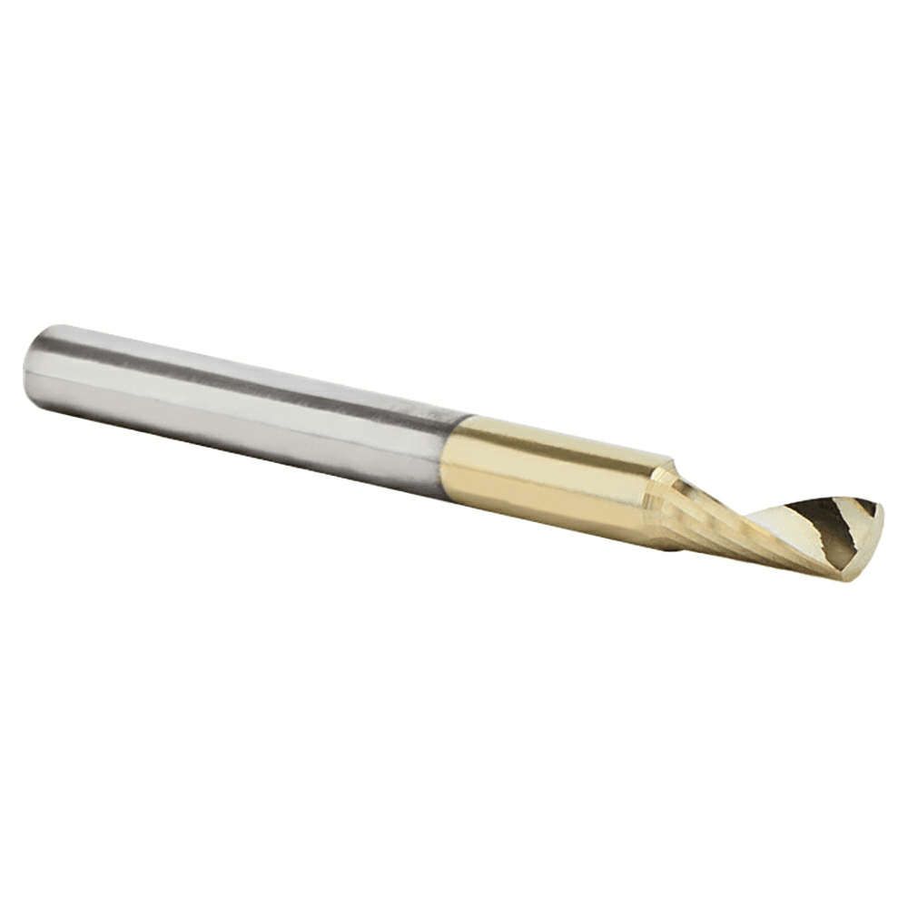 1/8" x 1-1/2" x 5/16" ZrN Coated Up-Cut 'O' Aluminum Cutting CNC Spiral Router Bit, 1-Flute, 1/8" Shank - Alt Image 2
