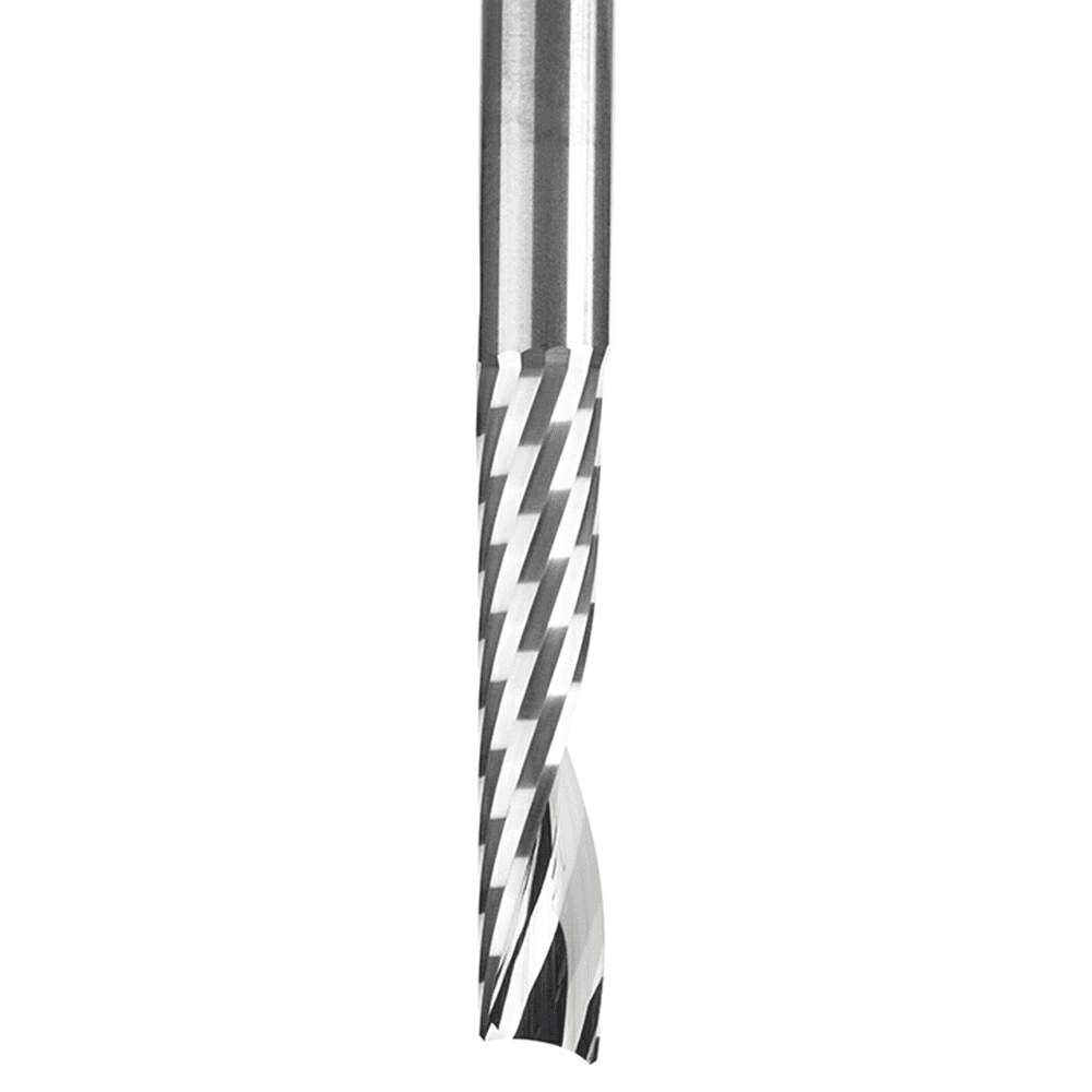 1/4" x 3" x 1-/4" Up-Cut 'O' Plastic Cutting CNC Spiral Router Bit, 1-Flute, 1/4" Shank - Alt Image 1