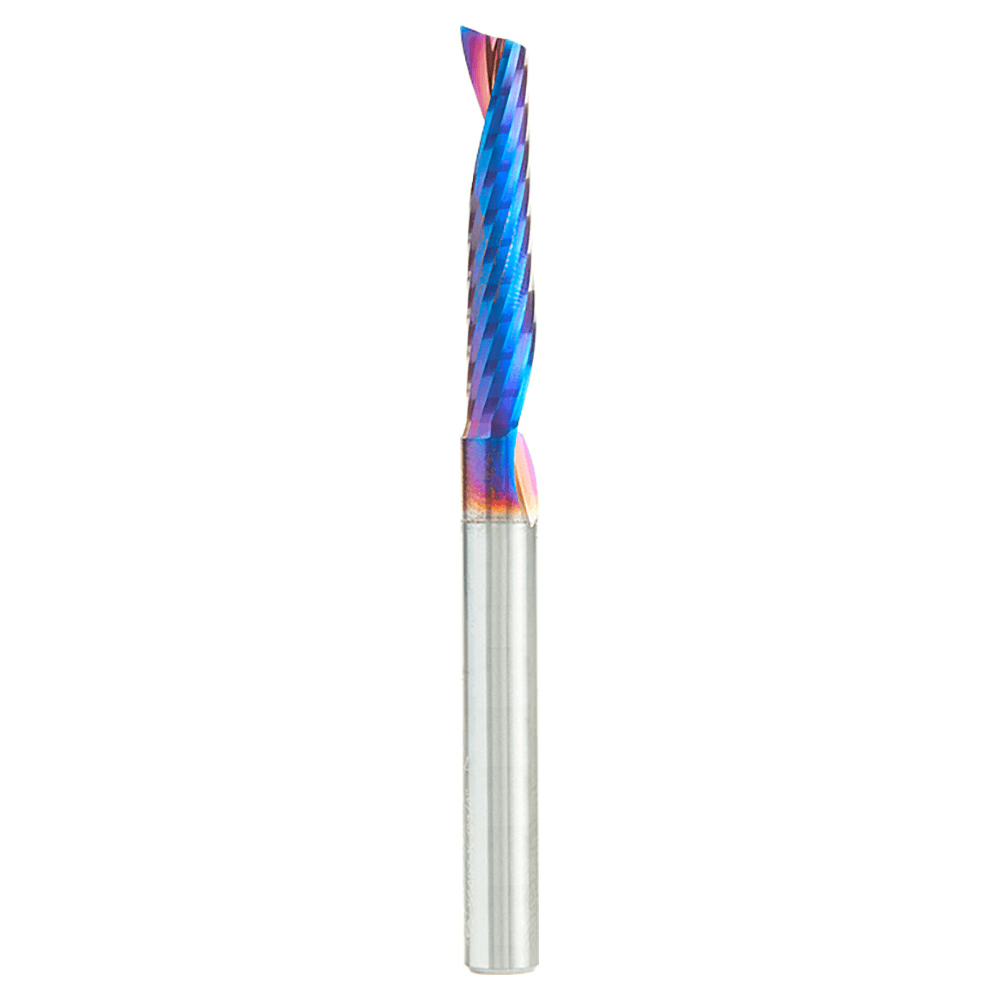 1/4" x 3" x 1-1/4" Spektra Extreme Tool Life Coated Up-Cut 'O' Plastic Cutting CNC Spiral Router Bit, 1-Flute, 1/4" Shank - Main Image