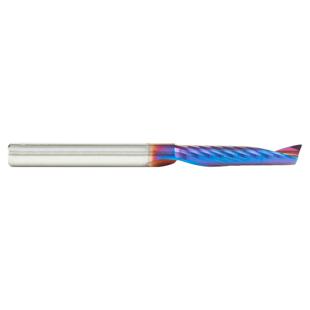 1/4" x 3" x 1-1/4" Spektra Extreme Tool Life Coated Up-Cut 'O' Plastic Cutting CNC Spiral Router Bit, 1-Flute, 1/4" Shank - Alt Image 1