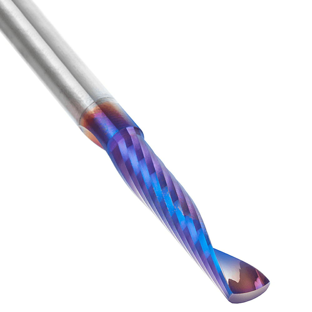 1/4" x 3" x 1-1/4" Spektra Extreme Tool Life Coated Up-Cut 'O' Plastic Cutting CNC Spiral Router Bit, 1-Flute, 1/4" Shank - Alt Image 3