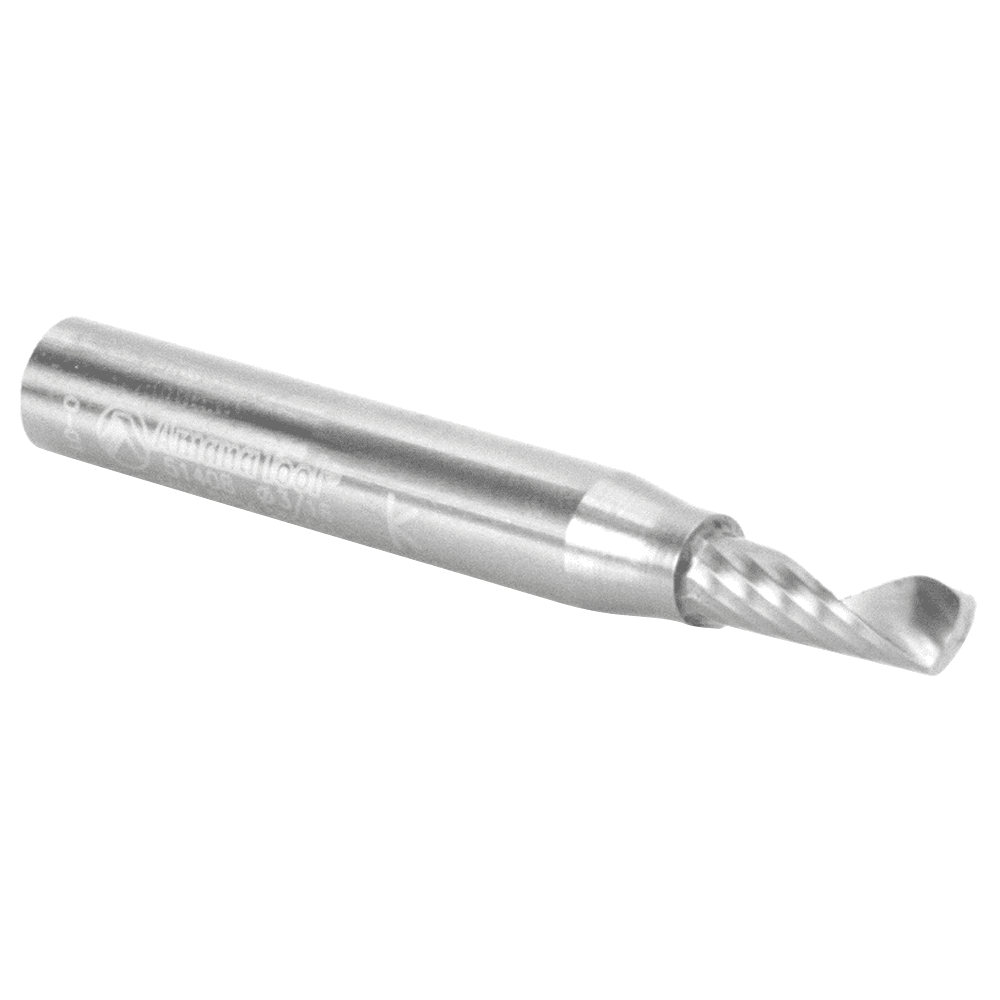 3/16" x 2" x 1/2" Up-Cut 'O' Aluminum Cutting CNC Spiral Router Bit, 1-Flute, 1/4" Shank - Alt Image 2