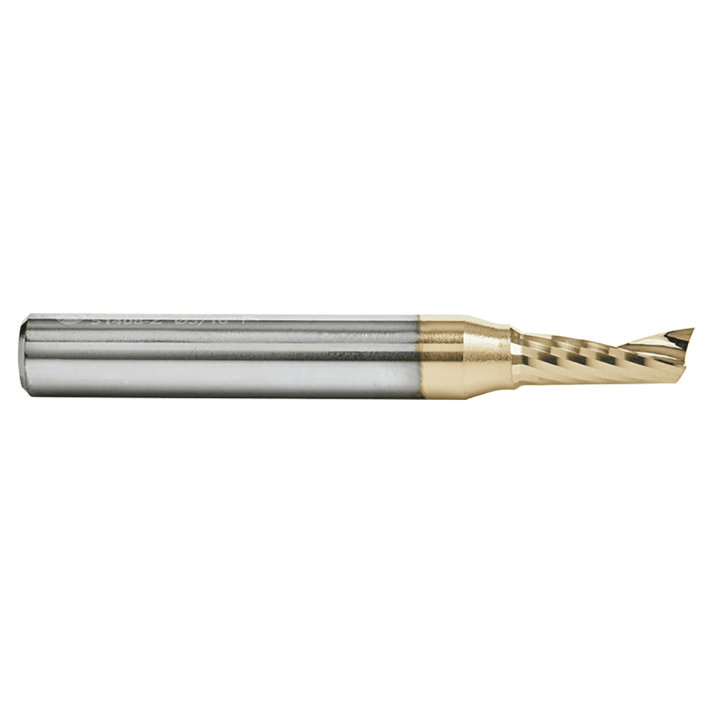 3/16" x 2" x 1/2" ZrN Coated Up-Cut 'O' Aluminum Cutting CNC Spiral Router Bit, 1-Flute, 1/4" Shank - Alt Image 1