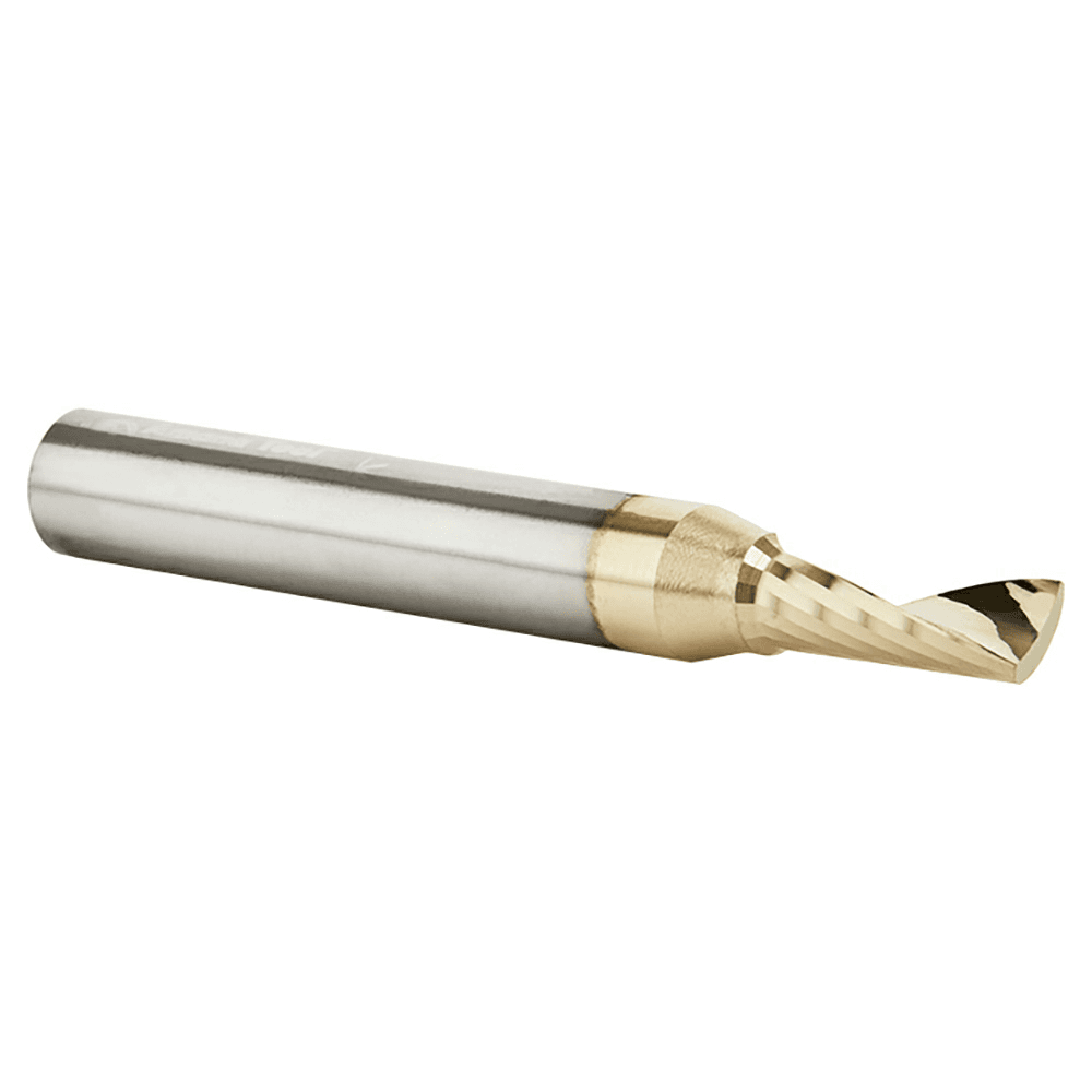 3/16" x 2" x 1/2" ZrN Coated Up-Cut 'O' Aluminum Cutting CNC Spiral Router Bit, 1-Flute, 1/4" Shank - Alt Image 2