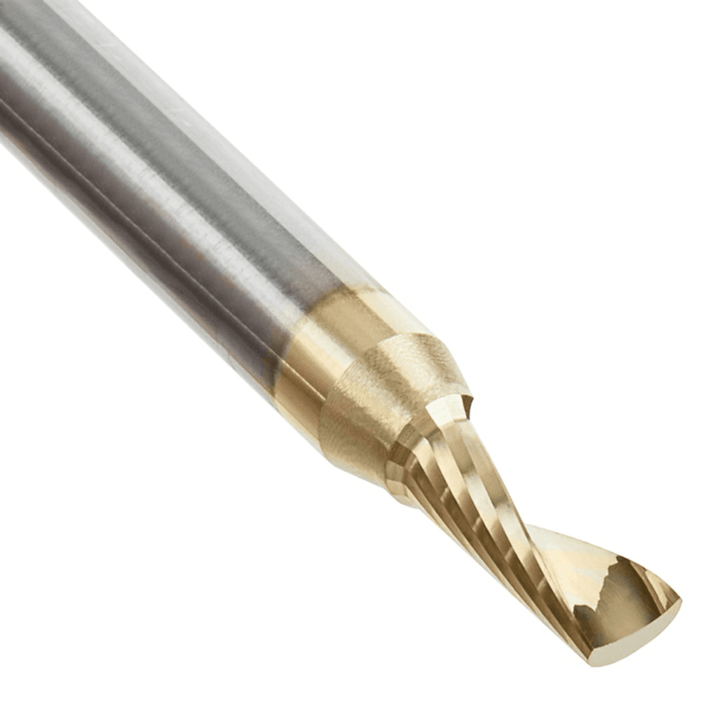 3/16" x 2" x 1/2" ZrN Coated Up-Cut 'O' Aluminum Cutting CNC Spiral Router Bit, 1-Flute, 1/4" Shank - Alt Image 3