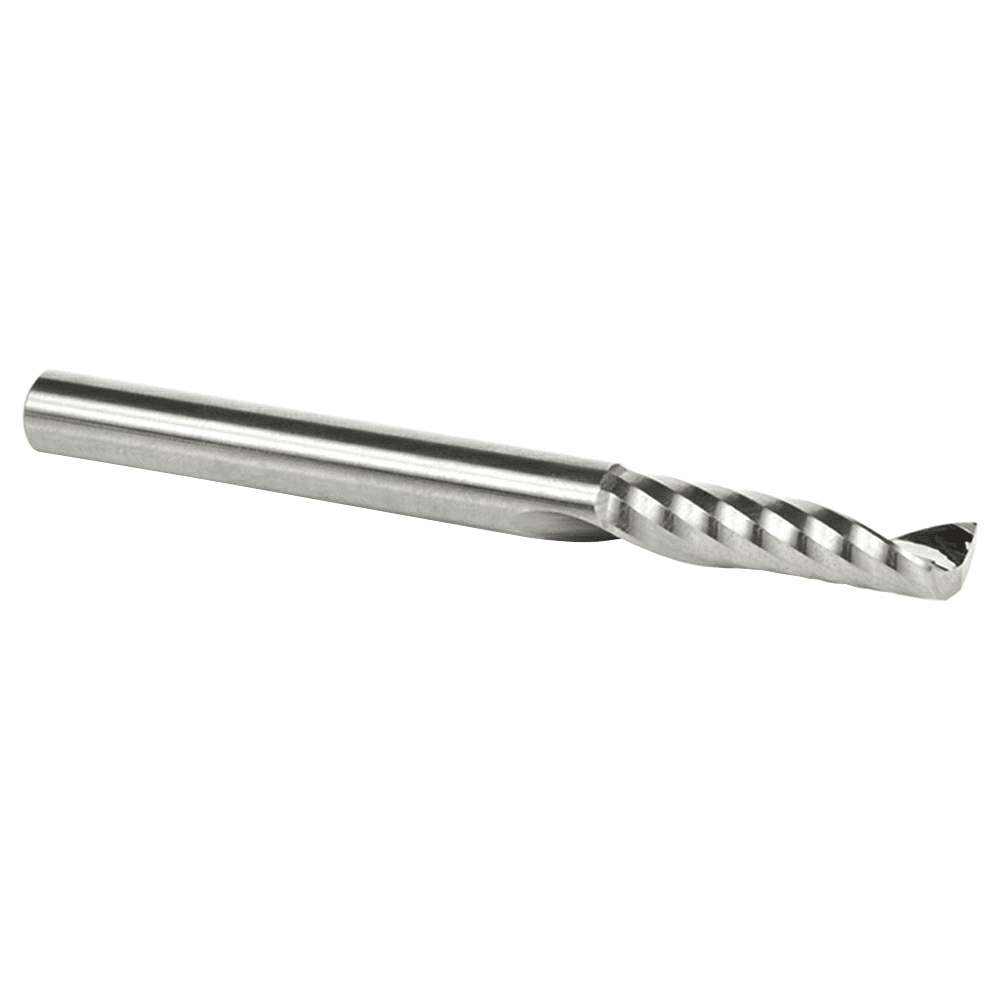 1/4" x 3" x 1-1/16" Up-Cut 'O' Plastic Cutting CNC Spiral Router Bit, 1-Flute, 1/4" Shank - Alt Image 2