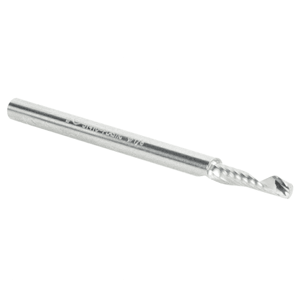 1/8" x 2" Up-Cut 'O' Plastic Cutting CNC Spiral Router Bit, 1-Flute, 1/8" Shank - Alt Image 2