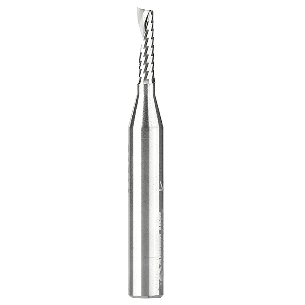 1/8" x 2" x 1/2" Up-Cut 'O' Plastic Cutting CNC Spiral Router Bit, 1-Flute, 1/4" Shank - Main Image