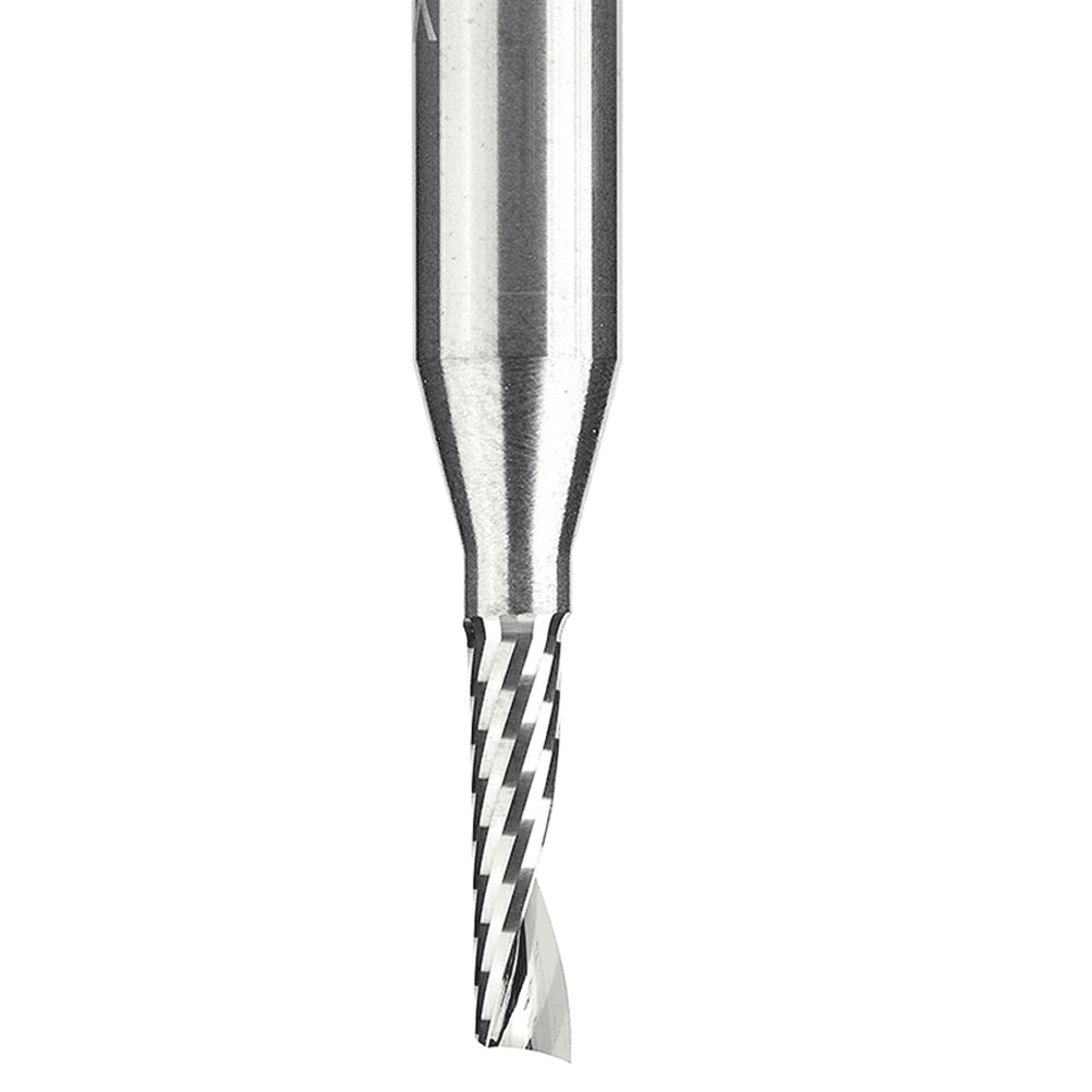 1/8" x 2" x 1/2" Up-Cut 'O' Plastic Cutting CNC Spiral Router Bit, 1-Flute, 1/4" Shank - Alt Image 1