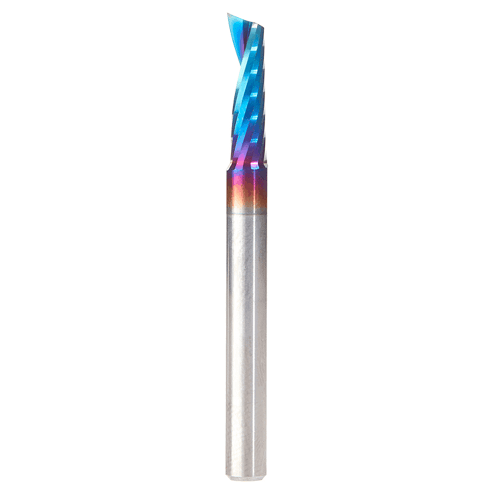 3/16" Dia x 5/8" Solid Carbide CNC Spektra Extreme Tool Life Coated Spiral 'O' Single Flute, Plastic Cutting, 3/16" Shank, 2" Long Up-Cut Router Bit Alt 1 - Image