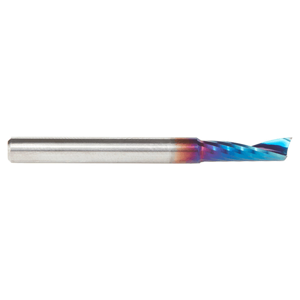 3/16" Dia x 5/8" Solid Carbide CNC Spektra Extreme Tool Life Coated Spiral 'O' Single Flute, Plastic Cutting, 3/16" Shank, 2" Long Up-Cut Router Bit Alt 2 - Image