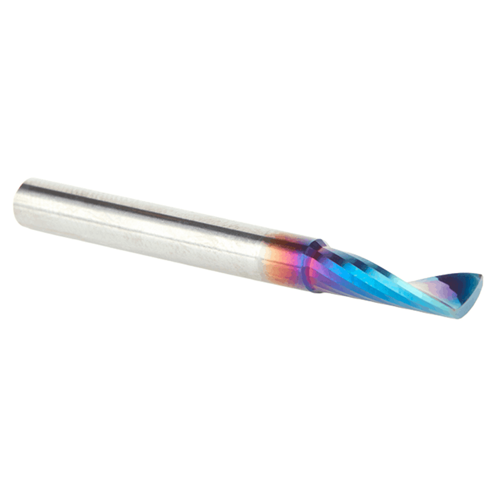 3/16" Dia x 5/8" Solid Carbide CNC Spektra Extreme Tool Life Coated Spiral 'O' Single Flute, Plastic Cutting, 3/16" Shank, 2" Long Up-Cut Router Bit Alt 3 - Image