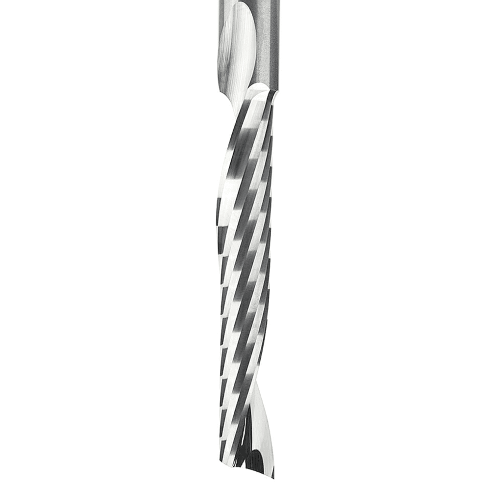 1/4" x 3" x 1-1/2" Up-Cut 'O' Plastic Cutting CNC Spiral Router Bit, 1-Flute, 1/4" Shank - Alt Image 1