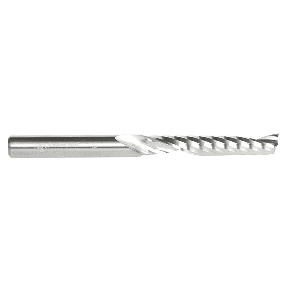 1/4" x 3" x 1-1/2" Up-Cut 'O' Plastic Cutting CNC Spiral Router Bit, 1-Flute, 1/4" Shank - Alt Image 2
