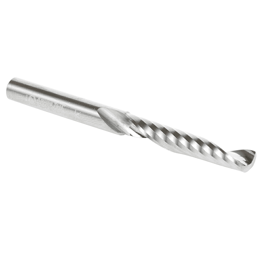1/4" x 3" x 1-1/2" Up-Cut 'O' Plastic Cutting CNC Spiral Router Bit, 1-Flute, 1/4" Shank - Alt Image 3