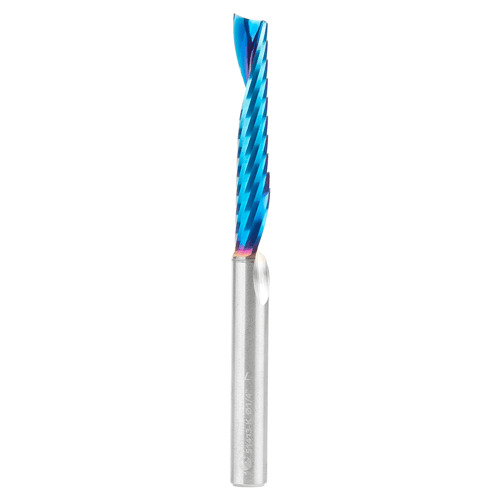 1/4" Dia x 1-1/2" Solid Carbide CNC Spektra Extreme Tool Life Coated Spiral 'O' Single Flute, Plastic Cutting, 1/4" Shank, Up-Cut Router Bit Alt 1 - Image