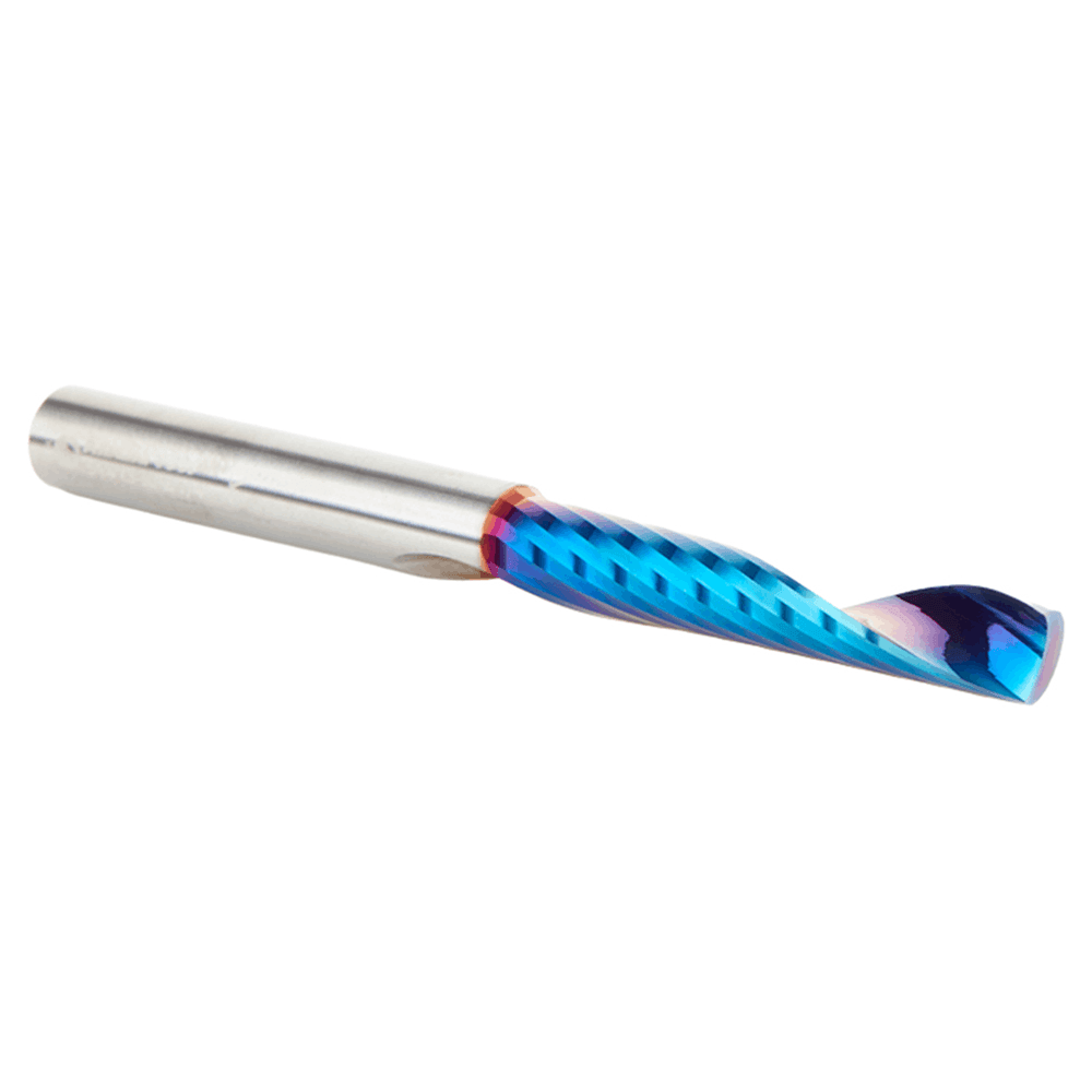 1/4" Dia x 1-1/2" Solid Carbide CNC Spektra Extreme Tool Life Coated Spiral 'O' Single Flute, Plastic Cutting, 1/4" Shank, Up-Cut Router Bit Alt 3 - Image