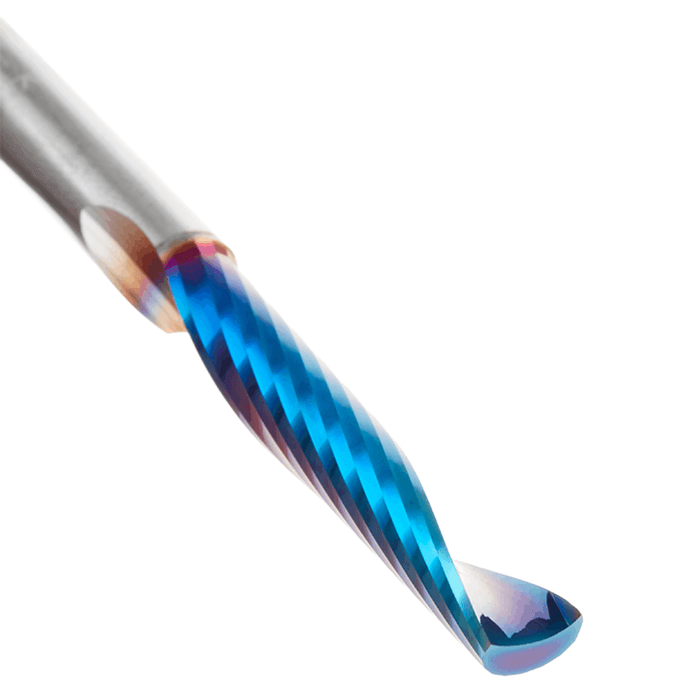 1/4" Dia x 1-1/2" Solid Carbide CNC Spektra Extreme Tool Life Coated Spiral 'O' Single Flute, Plastic Cutting, 1/4" Shank, Up-Cut Router Bit Alt 4 - Image