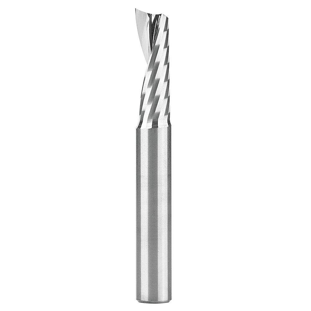 3/8" x 3" x 1-1/8" Up-Cut 'O' Plastic Cutting CNC Spiral Router Bit, 1-Flute, 3/8" Shank - Main Image