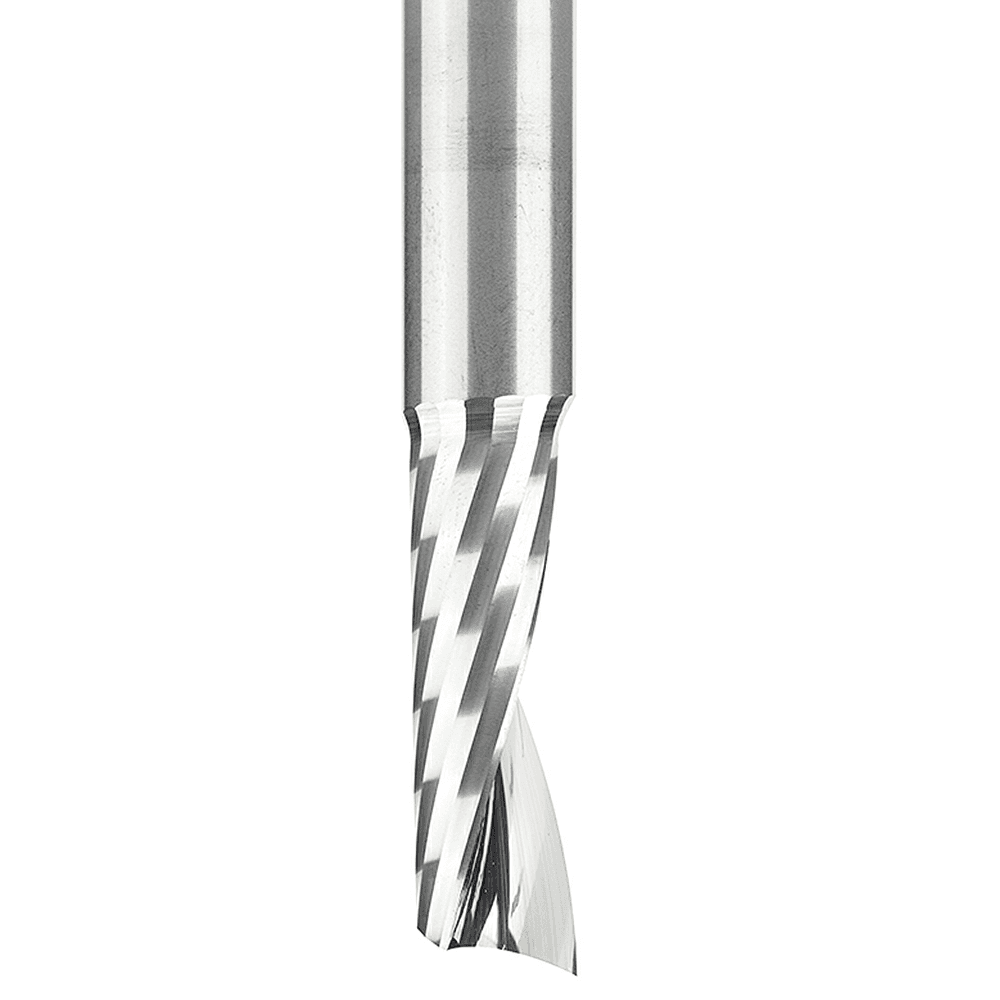 3/8" x 3" x 1-1/8" Up-Cut 'O' Plastic Cutting CNC Spiral Router Bit, 1-Flute, 3/8" Shank - Alt Image 1
