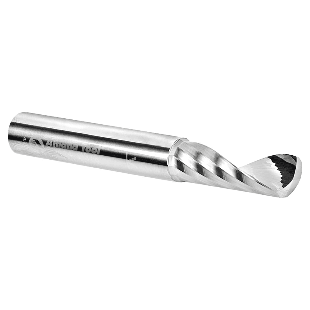 3/8" x 3" x 1-1/8" Up-Cut 'O' Plastic Cutting CNC Spiral Router Bit, 1-Flute, 3/8" Shank - Alt Image 3