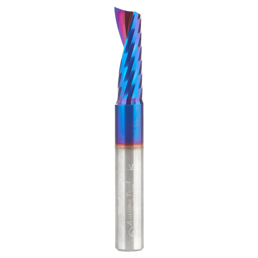 3/8" Dia x 1-1/8" Solid Carbide CNC Spektra Extreme Tool Life Coated Spiral 'O' Single Flute, Plastic Cutting, 3/8" Shank, Up-Cut Router Bit Alt 1 - Image
