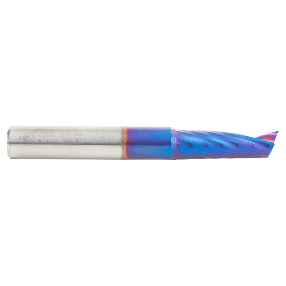 3/8" Dia x 1-1/8" Solid Carbide CNC Spektra Extreme Tool Life Coated Spiral 'O' Single Flute, Plastic Cutting, 3/8" Shank, Up-Cut Router Bit Alt 2 - Image