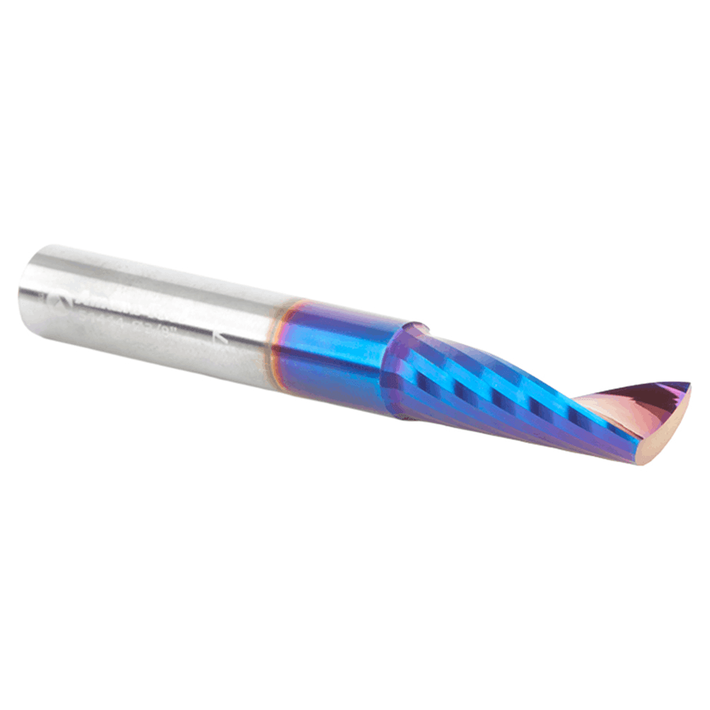 3/8" Dia x 1-1/8" Solid Carbide CNC Spektra Extreme Tool Life Coated Spiral 'O' Single Flute, Plastic Cutting, 3/8" Shank, Up-Cut Router Bit Alt 3 - Image