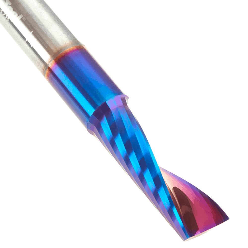 3/8" Dia x 1-1/8" Solid Carbide CNC Spektra Extreme Tool Life Coated Spiral 'O' Single Flute, Plastic Cutting, 3/8" Shank, Up-Cut Router Bit Alt 4 - Image