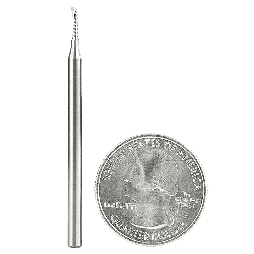 1/16" x 2" Up-Cut 'O' Plastic Cutting CNC Spiral Router Bit, 1-Flute, 1/8" Shank - Alt Image 3