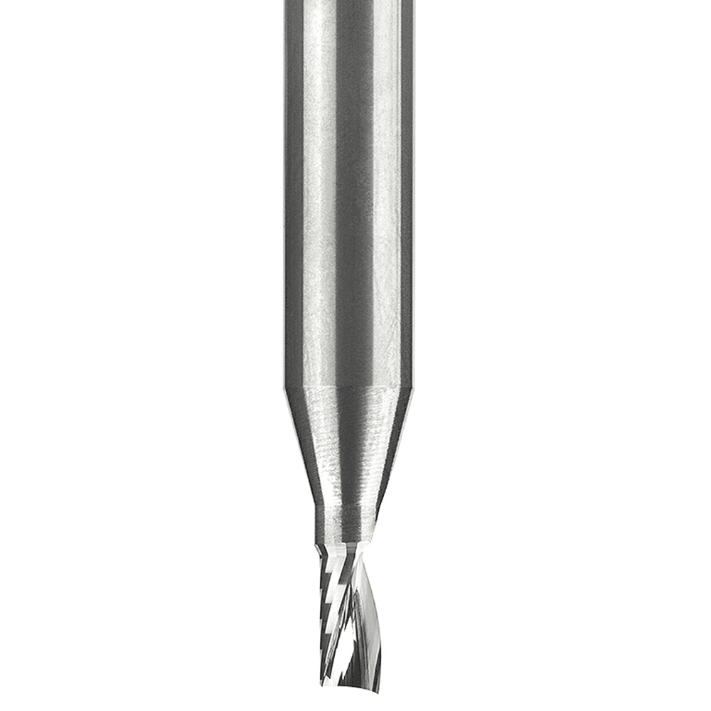 1/8" x 2" Up-Cut 'O' Plastic Cutting CNC Spiral Router Bit, 1-Flute, 1/4" Shank - Alt Image 1